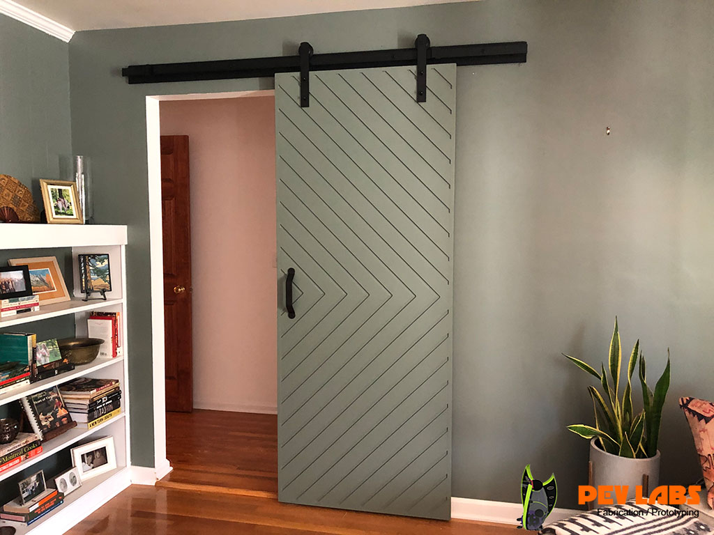 Chevron Door on Barn Track Installed