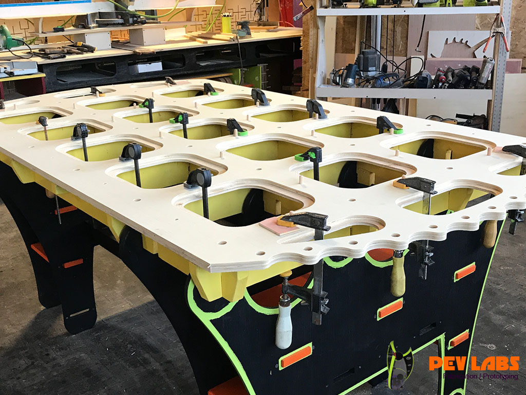 Clamping Down Cutting Table Top